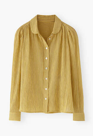Crinkle striped blouse, Sunshine yellow, webstill