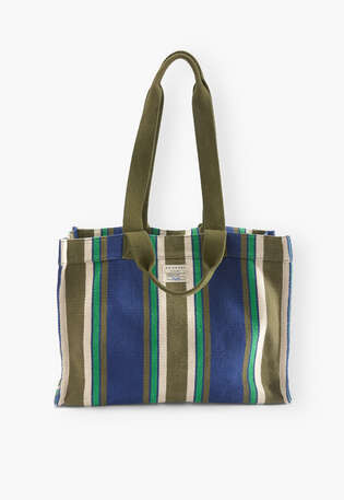 Large striped bag, Olive blue, webstill