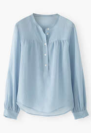 Half-placket blouse, Sky blue, webstill