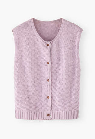 Basket-stitch sleeveless sweater, Pink lilac, webstill
