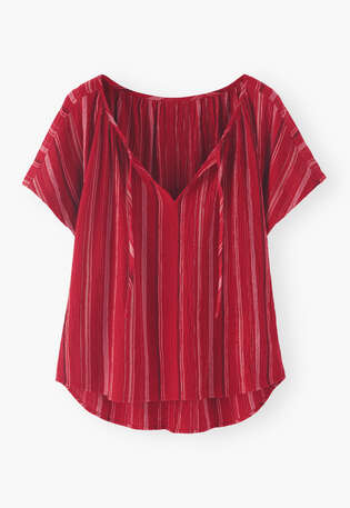 Striped blouse, Red crimson, webstill