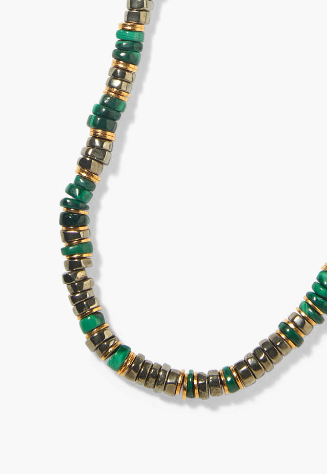 Beaded necklace, Gold green, completeTheLook