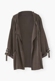 Knitted hooded jacket, Chocolate marl, webstill