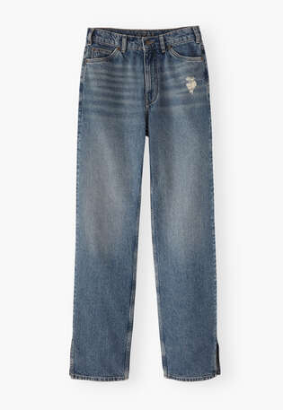 Split-hem jeans, Marine blue, webstill