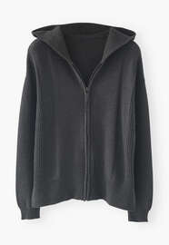 Knitted hoodie, Charcoal, webstill