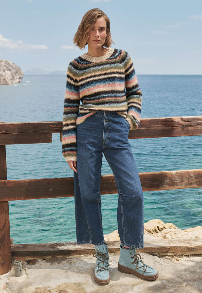 Reverse striped sweater, Ocean multi, completeTheLook