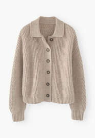 Collared cardigan, Fawn marl, webstill