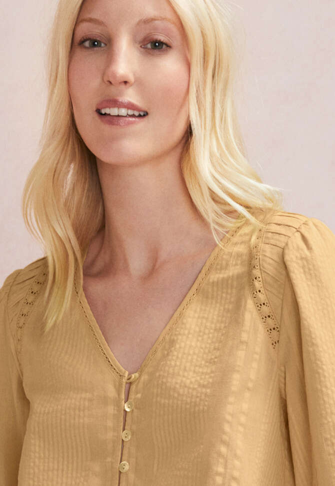 Cropped blouse, Warm yellow, completeTheLook