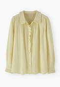 Cord pleated blouse, Butter yellow, webstill