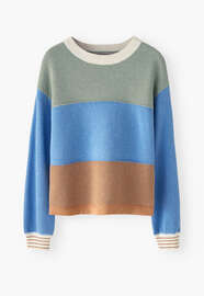 Piqu&eacute; knit sweater, Cobalt apricot, webstill