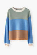 Piqu&eacute; knit sweater, Cobalt apricot, webstill