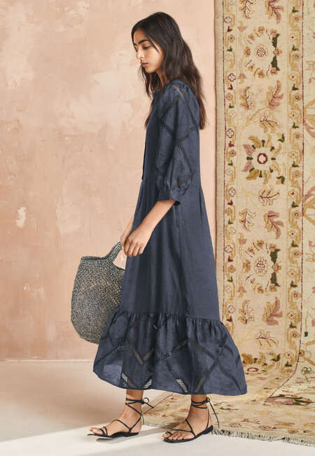 Lace-detail dress, Deep indigo, completeTheLook
