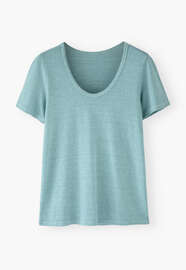 Scoop-neck T-shirt, Powder blue, webstill