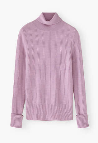 Roll-neck sweater, Pink mauve, webstill
