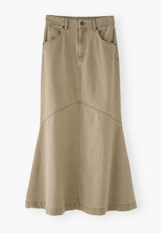 A-Line denim skirt, Dark olive, webstill