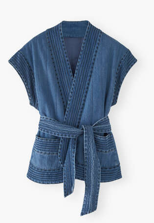 Quilted gilet, Washed indigo, webstill