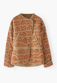 Quilted printed jacket, Orange tan, webstill