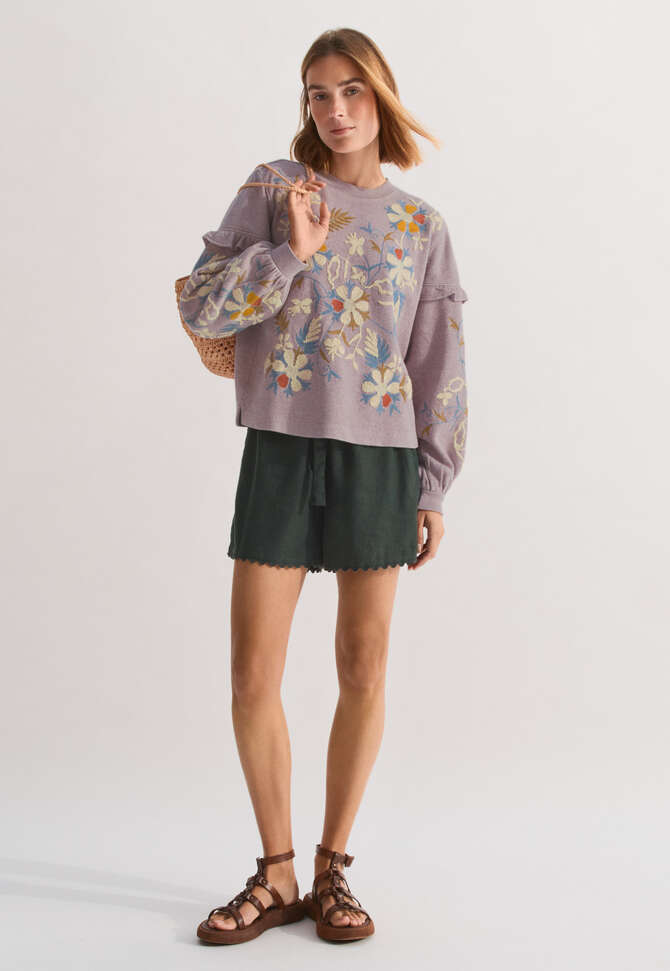 Embroidered sweatshirt, Grey lavender, completeTheLook
