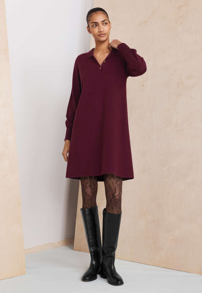 Collared dress, Burgundy, completeTheLook