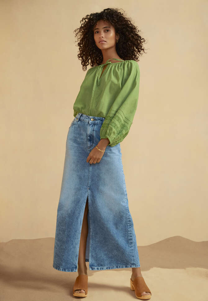 Gathered blouse, Apple, completeTheLook