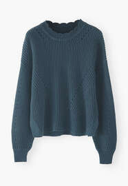 Rib-stitch sweater, Teal, webstill