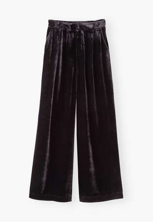 Velvet wide-leg trousers, Black coffee, webstill
