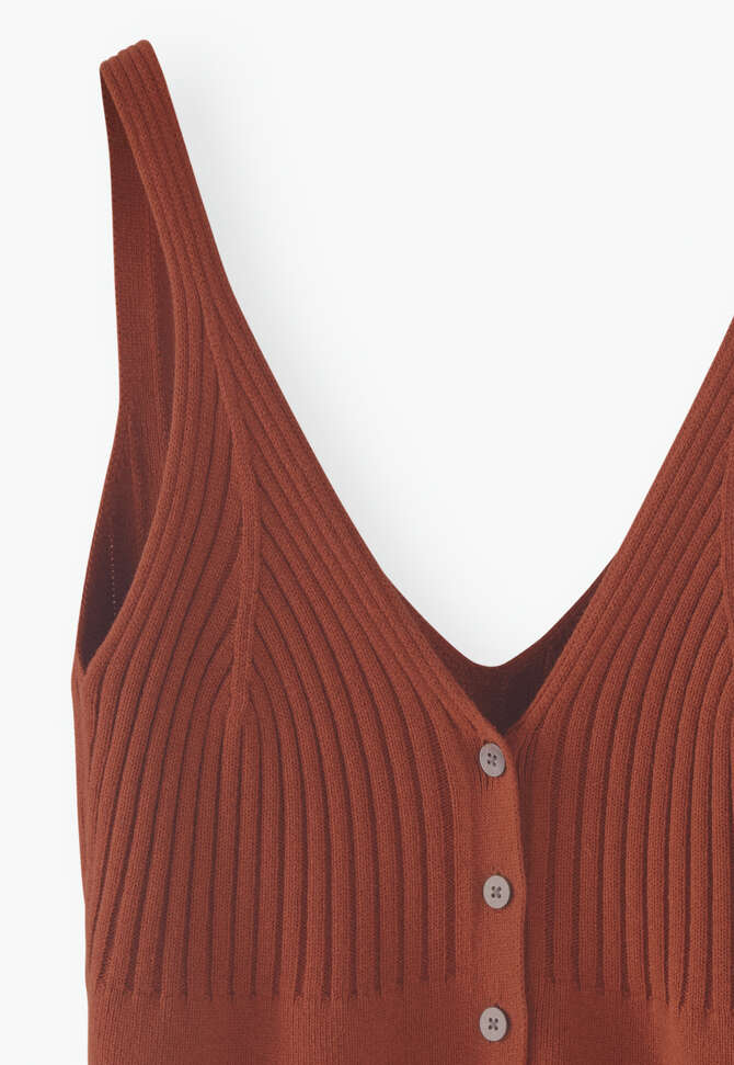 Knitted-rib vest, Spicy red, completeTheLook