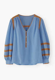 Embroidered blouse, Washed cornflower, webstill