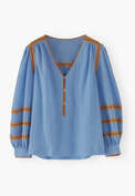 Embroidered blouse, Washed cornflower, webstill