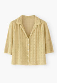 Pointelle-stitch blouse, Warm yellow, webstill