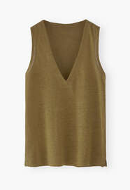 V-neck vest, Dark olive, webstill