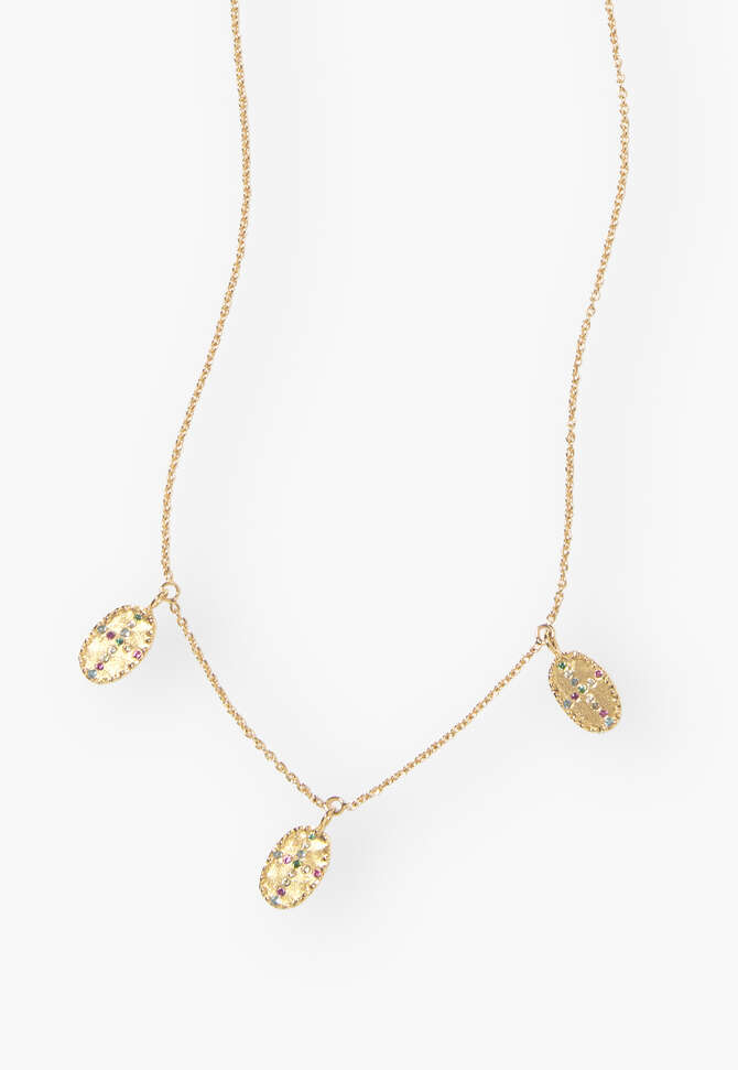 Multi-pendant necklace, Gold, completeTheLook