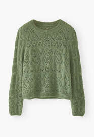 Lace-stitch sweater, Fern green, webstill