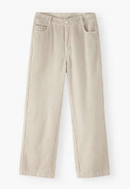 Cropped cord trousers, Chalk, webstill