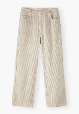 Cropped cord trousers, Chalk, webstill