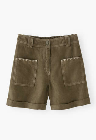 Patch-pocket shorts, Dark khaki, webstill