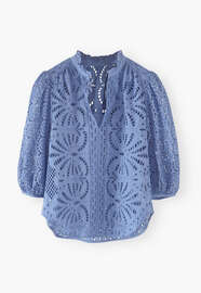 Broderie anglaise blouse, Cornflower blue, webstill