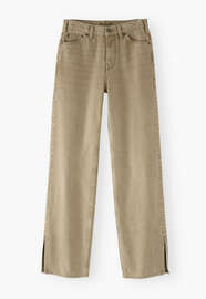 Split-hem jeans, Olive grey, webstill