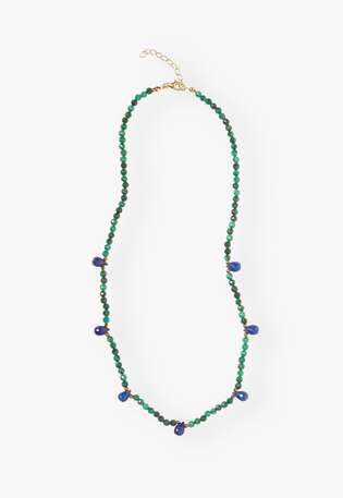 Beaded necklace, Malachite lapis, webstill