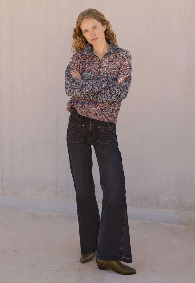 Zip-front sweater, Chilli black, completeTheLook