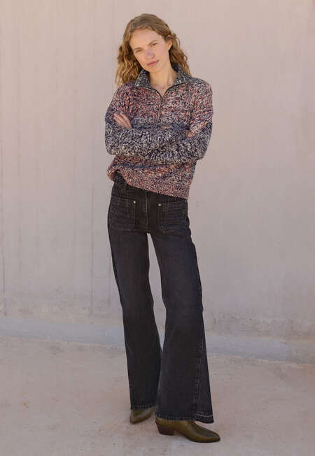 Zip-front sweater, Chilli black, completeTheLook