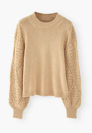 Crochet-stitch sweater, Buttercream, webstill