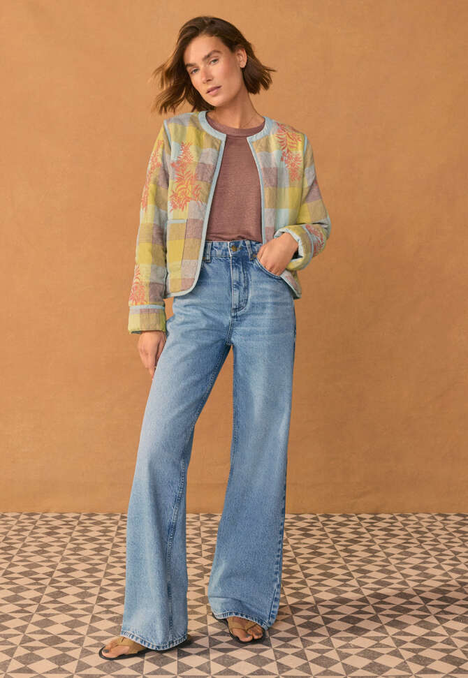 Embroidered gingham jacket, Yellow brick, completeTheLook