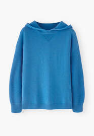 Rib-sleeve hoodie, Bright blue, webstill