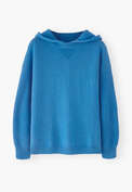 Rib-sleeve hoodie, Bright blue, webstill