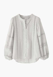 Lace-sleeve blouse, Ice grey, webstill
