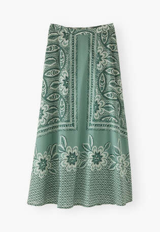 Printed skirt, Sage grey, webstill