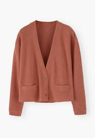 Jersey cardigan, Sunset coral, webstill