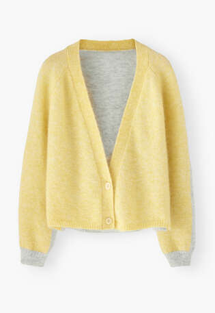 V-neck cardigan, Lemon grey, webstill