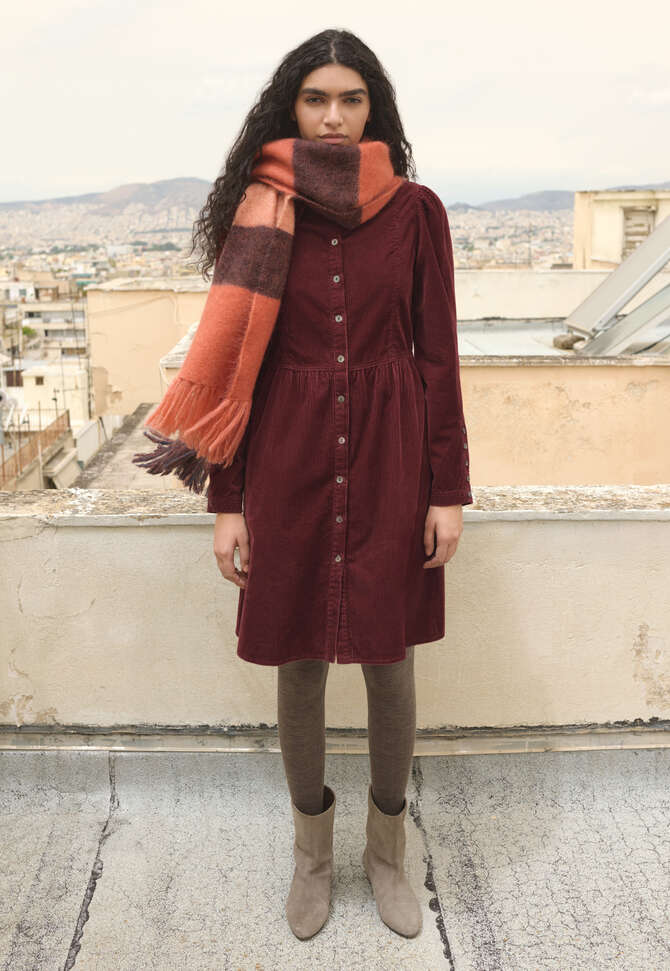 Button-through dress, Maroon, completeTheLook